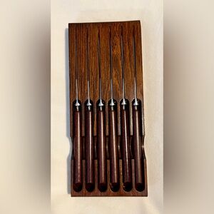 *VINTAGE* A. PETRE & CO~Sheffield, England STEAK KNIFE Set of (6) w/Wood Case